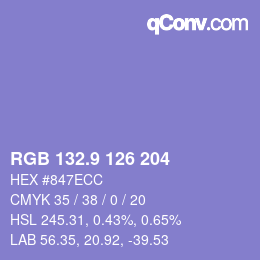 カラーコード: RGB 132.9 126 204 | qconv.com