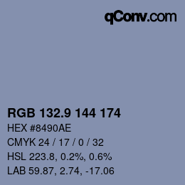 カラーコード: RGB 132.9 144 174 | qconv.com