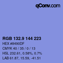 カラーコード: RGB 132.9 144 223 | qconv.com