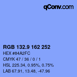 カラーコード: RGB 132.9 162 252 | qconv.com