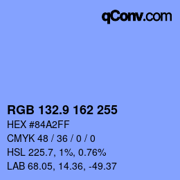 カラーコード: RGB 132.9 162 255 | qconv.com