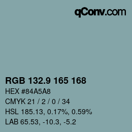 カラーコード: RGB 132.9 165 168 | qconv.com