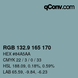 カラーコード: RGB 132.9 165 170 | qconv.com