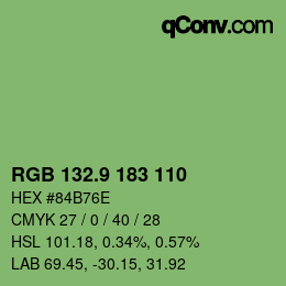 カラーコード: RGB 132.9 183 110 | qconv.com