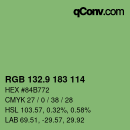 カラーコード: RGB 132.9 183 114 | qconv.com