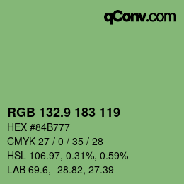 カラーコード: RGB 132.9 183 119 | qconv.com