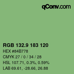 カラーコード: RGB 132.9 183 120 | qconv.com
