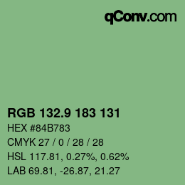 カラーコード: RGB 132.9 183 131 | qconv.com