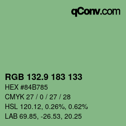 カラーコード: RGB 132.9 183 133 | qconv.com
