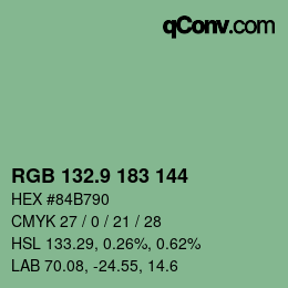 カラーコード: RGB 132.9 183 144 | qconv.com