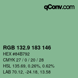 カラーコード: RGB 132.9 183 146 | qconv.com