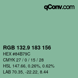 カラーコード: RGB 132.9 183 156 | qconv.com