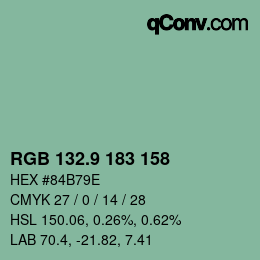 カラーコード: RGB 132.9 183 158 | qconv.com
