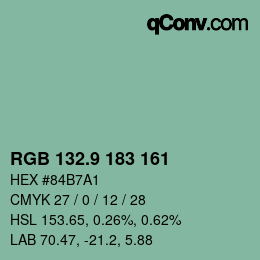 カラーコード: RGB 132.9 183 161 | qconv.com