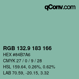 カラーコード: RGB 132.9 183 166 | qconv.com