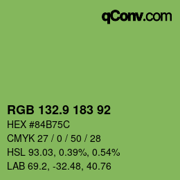 カラーコード: RGB 132.9 183 92 | qconv.com