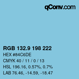 カラーコード: RGB 132.9 198 222 | qconv.com