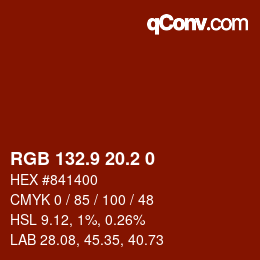 Color code: RGB 132.9 20.2 0 | qconv.com