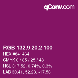 カラーコード: RGB 132.9 20.2 100 | qconv.com