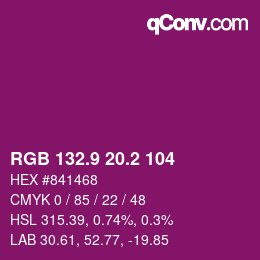 カラーコード: RGB 132.9 20.2 104 | qconv.com
