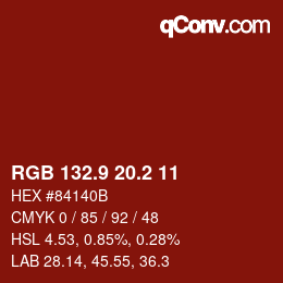 カラーコード: RGB 132.9 20.2 11 | qconv.com