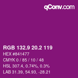 カラーコード: RGB 132.9 20.2 119 | qconv.com