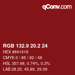 Farbcode: RGB 132.9 20.2 24 | qconv.com