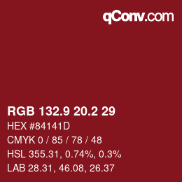 Color code: RGB 132.9 20.2 29 | qconv.com