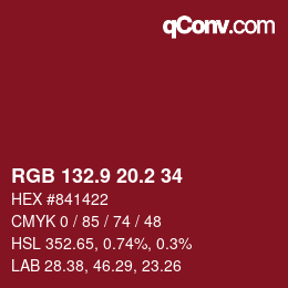 Color code: RGB 132.9 20.2 34 | qconv.com