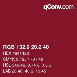 カラーコード: RGB 132.9 20.2 40 | qconv.com