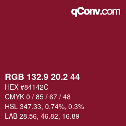 Color code: RGB 132.9 20.2 44 | qconv.com
