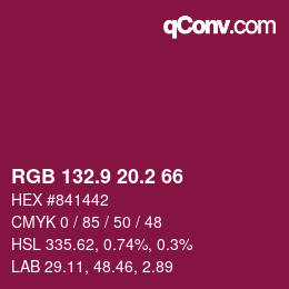 カラーコード: RGB 132.9 20.2 66 | qconv.com