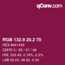 カラーコード: RGB 132.9 20.2 70 | qconv.com