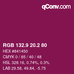 カラーコード: RGB 132.9 20.2 80 | qconv.com