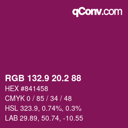 カラーコード: RGB 132.9 20.2 88 | qconv.com