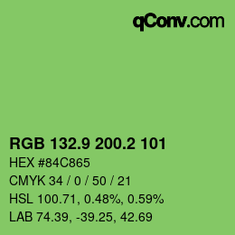 カラーコード: RGB 132.9 200.2 101 | qconv.com