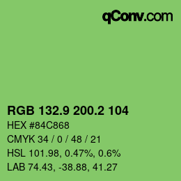 カラーコード: RGB 132.9 200.2 104 | qconv.com