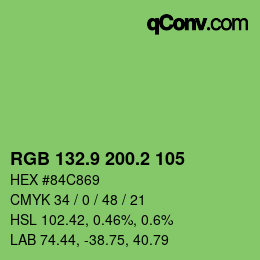 カラーコード: RGB 132.9 200.2 105 | qconv.com