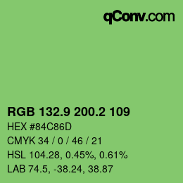 カラーコード: RGB 132.9 200.2 109 | qconv.com
