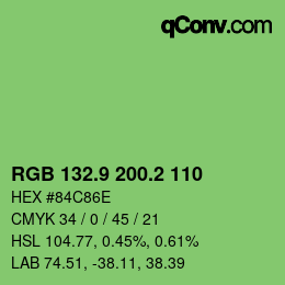 カラーコード: RGB 132.9 200.2 110 | qconv.com