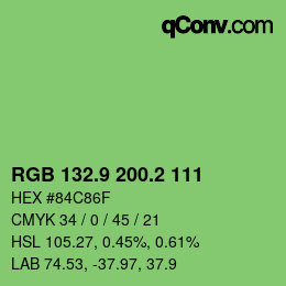カラーコード: RGB 132.9 200.2 111 | qconv.com
