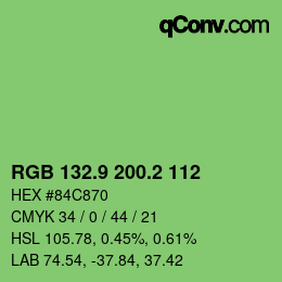 カラーコード: RGB 132.9 200.2 112 | qconv.com