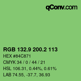 カラーコード: RGB 132.9 200.2 113 | qconv.com
