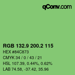 カラーコード: RGB 132.9 200.2 115 | qconv.com