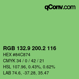 カラーコード: RGB 132.9 200.2 116 | qconv.com