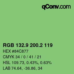 カラーコード: RGB 132.9 200.2 119 | qconv.com