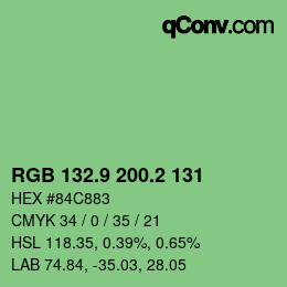カラーコード: RGB 132.9 200.2 131 | qconv.com