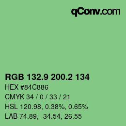 カラーコード: RGB 132.9 200.2 134 | qconv.com