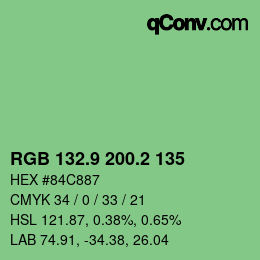 カラーコード: RGB 132.9 200.2 135 | qconv.com