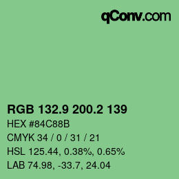 カラーコード: RGB 132.9 200.2 139 | qconv.com